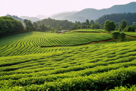 茂密的茶园背景图片