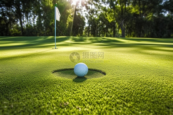 落在草地上的高尔夫球图片