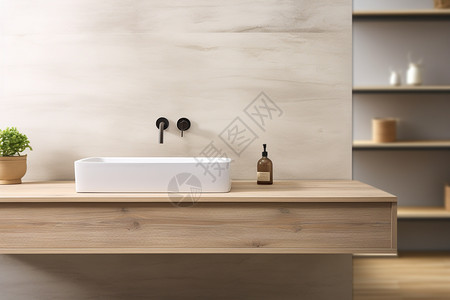 浴室家具木制洗手台背景