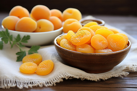 碗中的杏和杏干图片