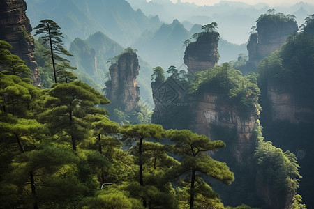 陡峭山石上的植物图片