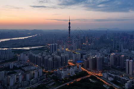 桂林建筑俯瞰城市夜景背景