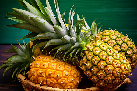 金色的菠萝新鲜的热带水果背景