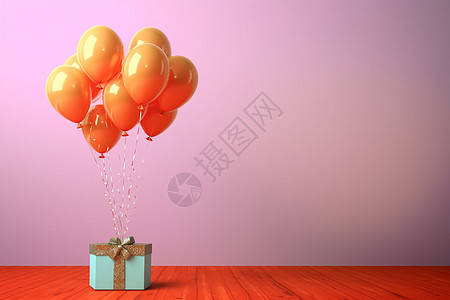 气球绑着礼物图片