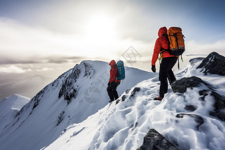 登山运动员攀登雪山的运动员背景