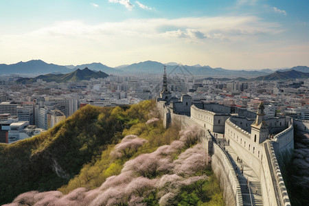 户外山脉中的建筑图片