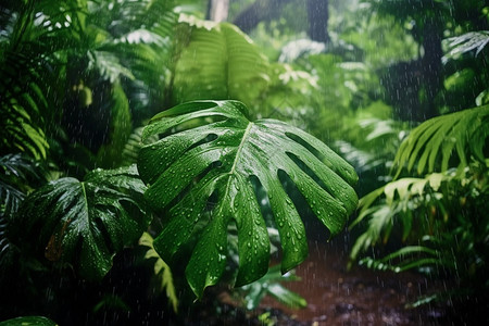 野生植物绿色的热带植物背景