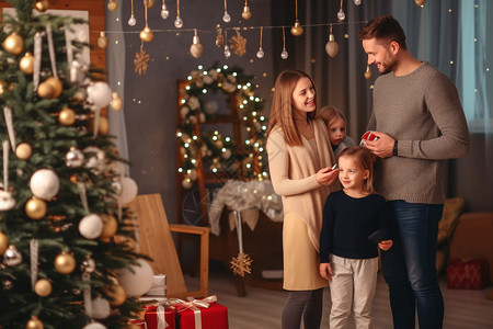 圣诞节温馨的家庭背景图片