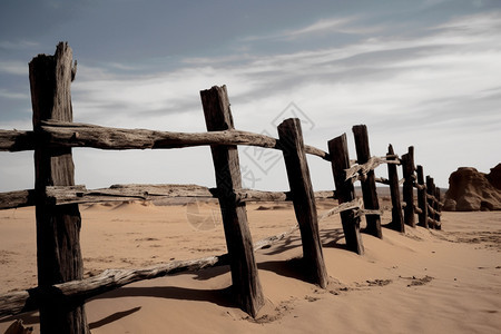 沙漠周围的栏杆图片