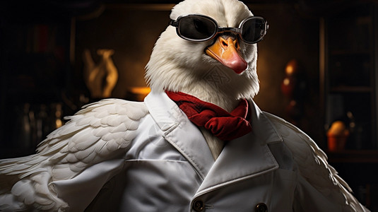 卤味鸭全身肌肉穿着专业服装的白鸭大厨设计图片