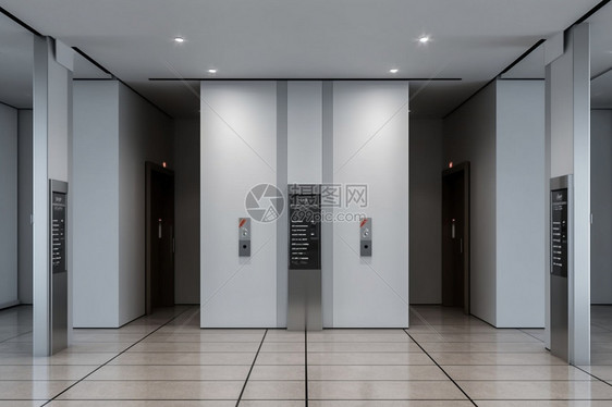 建筑内灰色的电梯图片