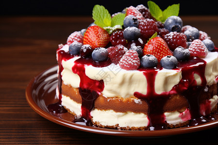 覆盆子蓝莓蛋糕图片