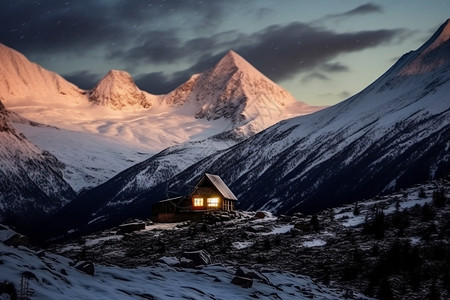 壮观的雪山景观图片