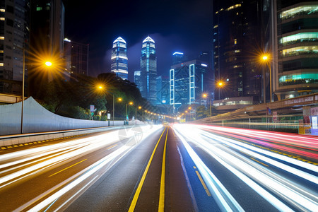 夜晚的城市公路背景图片