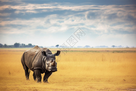 地瓜田田野上的犀牛背景