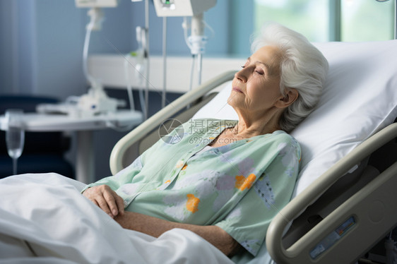 病床上的老年患者图片