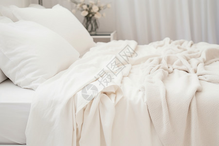 舒适的白色床图片