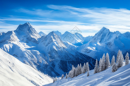 蓝色的雪山风光图片