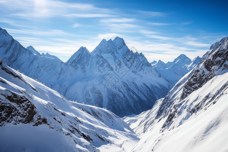 和天空相连的雪山图片