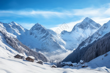 连绵的雪山风景图片