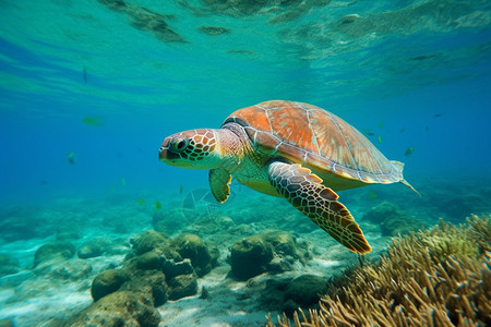 海洋生物中成年的海龟图片