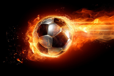 极速的足球带着火焰图片