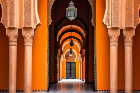 城市中的摩洛哥风格建筑背景图片
