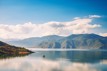 户外旅行的泸沽湖背景图片