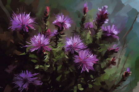 花园中的紫色野花插图图片