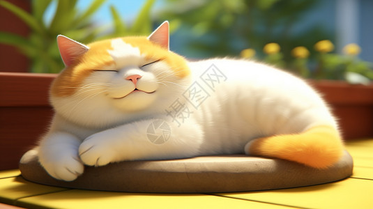 晒太阳的大胖猫背景图片
