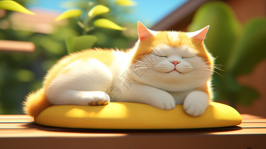 可爱很肥的黄白猫图片