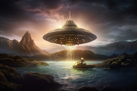 巨大的外星飞船背景图片