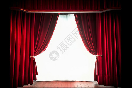 红色窗帘的表演舞台背景图片