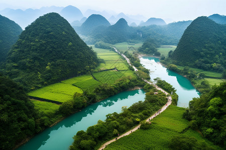 云雾山谷美丽的贵州万峰湖景点背景