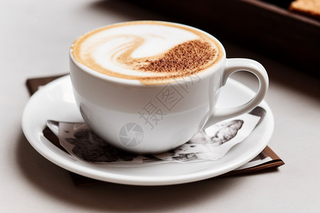 咖啡拉花图案一杯浓郁美味的咖啡背景