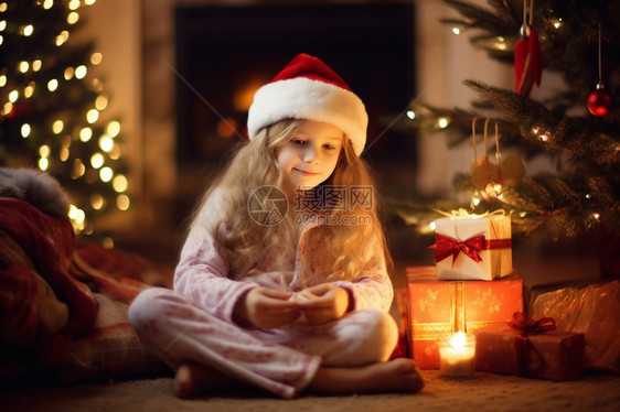 庆祝圣诞节的小女孩图片