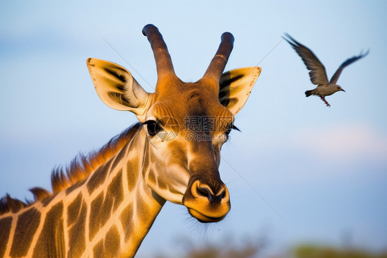 长颈鹿头部的特写镜头图片