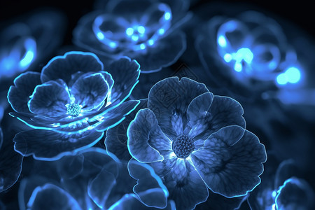 蓝色发光的花朵背景图片