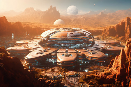 未来派的火星城市图片