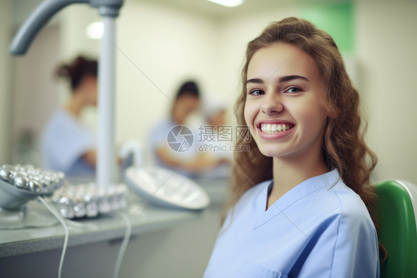 牙科诊所的女子图片