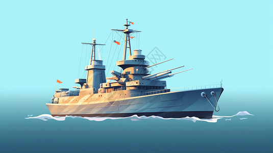 战舰模型插画高清图片