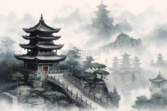 中式山水建筑图片