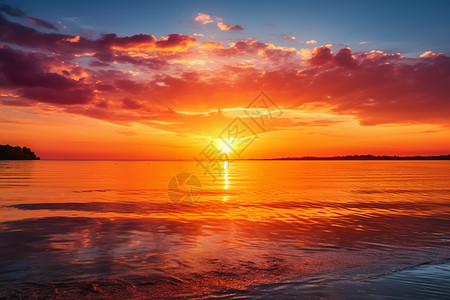 壮丽的海上落日背景图片