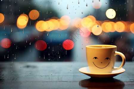 雨中的咖啡杯图片