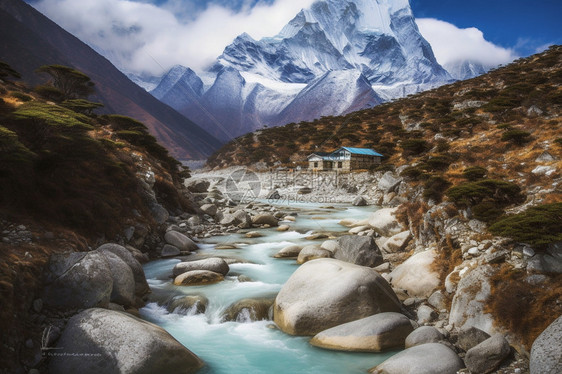 云层中的山峰图片