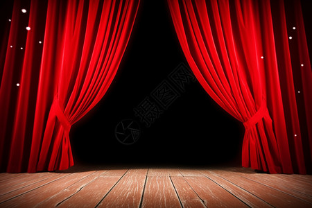 舞台上的红色窗帘背景图片