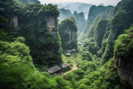 依山而建的房屋图片