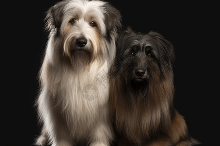 两只小狗狗坐在一起图片