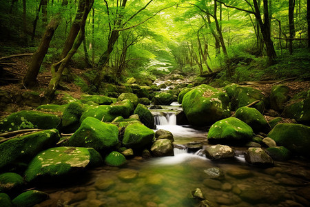 河流青苔图片