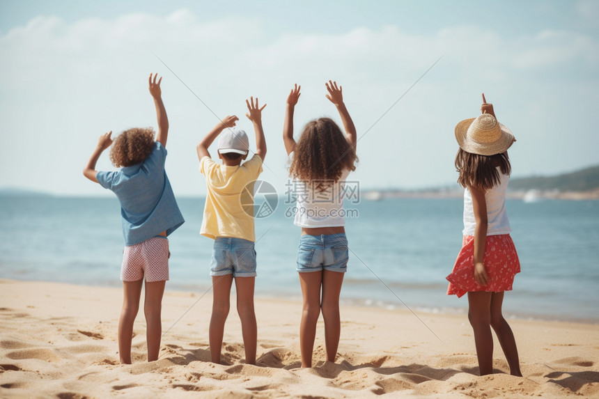 户外海滩上的孩子图片